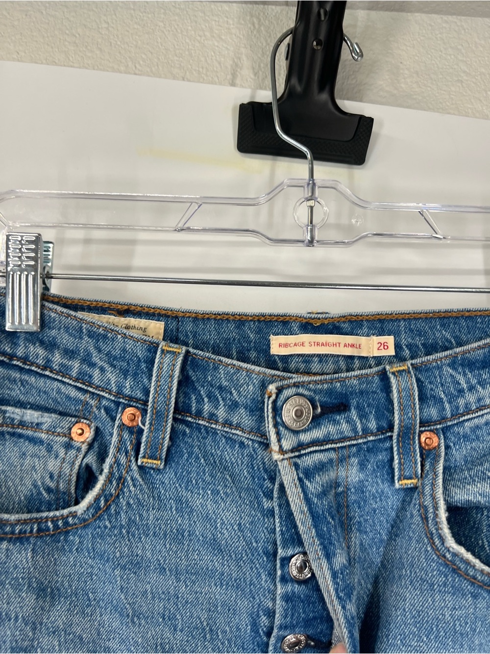 Levi’s Ribcage Straight Ankle Jeans Button Fly High Rise - Picture 3 of 8
